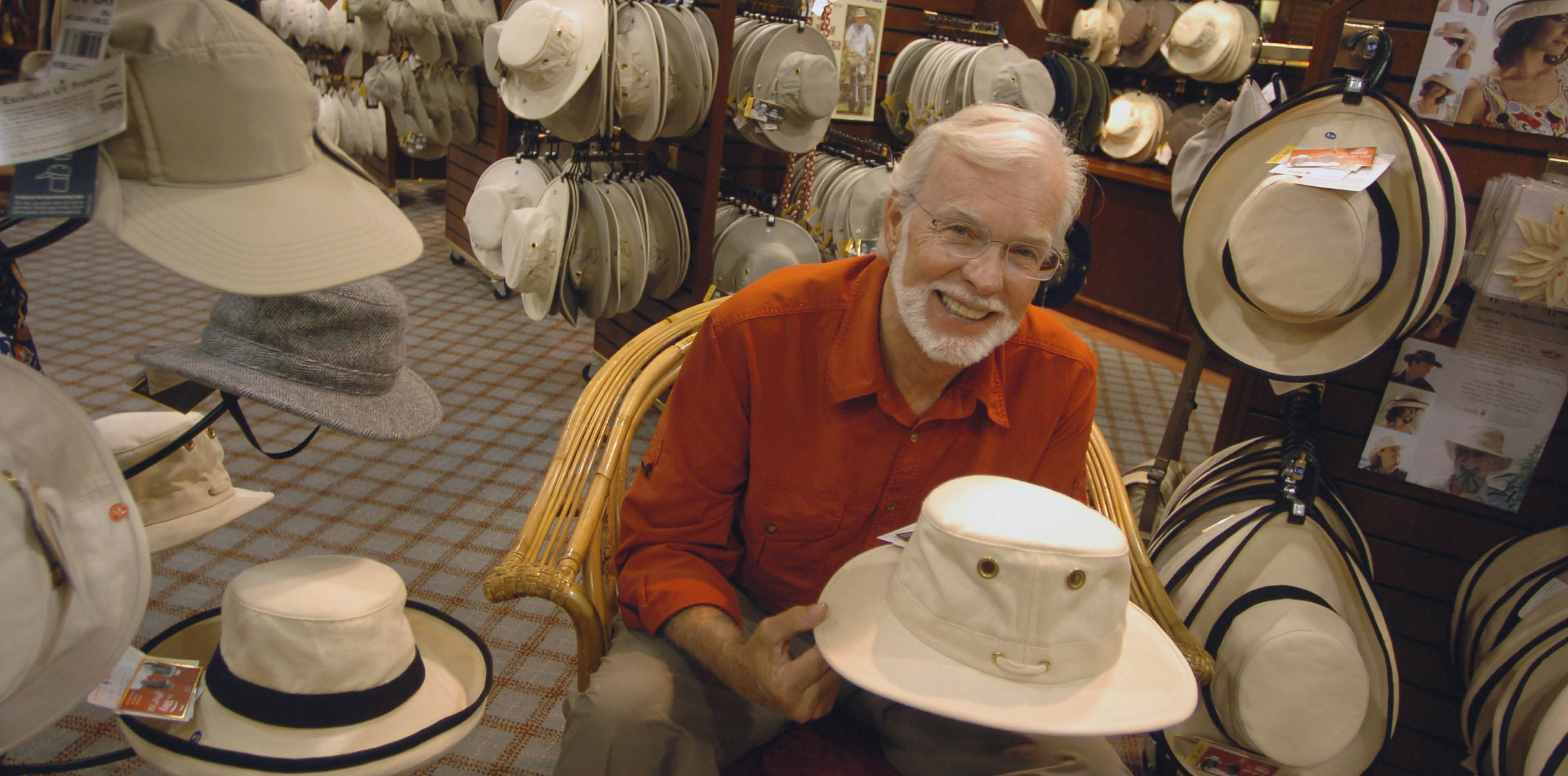 TILLEY (09/14/05) TORONTO, ONT Alex Tilley of Tilley Endurables in his store at 900 Don Mills Road. Holding a Tilley hat. (Photo by Michael Stuparyk/Toronto Star via Getty Images)